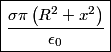 \begin{align*}\boxed{\frac{\sigma \pi \left(R^2 + x^2\right)}{\epsilon_0}}\end{align*}